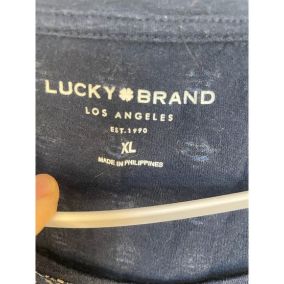 Lucky Brand XL Blue Red Cropped 3/4 Sleeve Top - Picture 2 of 3